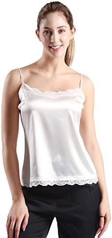Camisole Satin, DD DEMOISELLE Women's Soft Adjustable Shoulder Straps Camisoles Tops Sleepwear Lingerie White Size XL