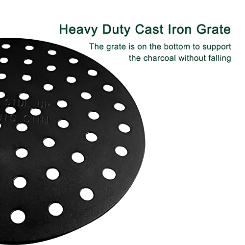 Quantfire 17" Cast Iron Bottom Fire Grate, BBQ High Heat Charcoal Plate