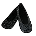 isotoner womens Ballerina Slippers With Terry Lined and Rose Quilt Ballet Flat, Black, 9-Aug US