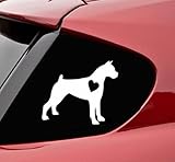 Boxer with heart dog Vinyl Decal Sticker | Cars Trucks Vans Walls Laptop | WHITE | 5 X 4 In Decal | KCD293