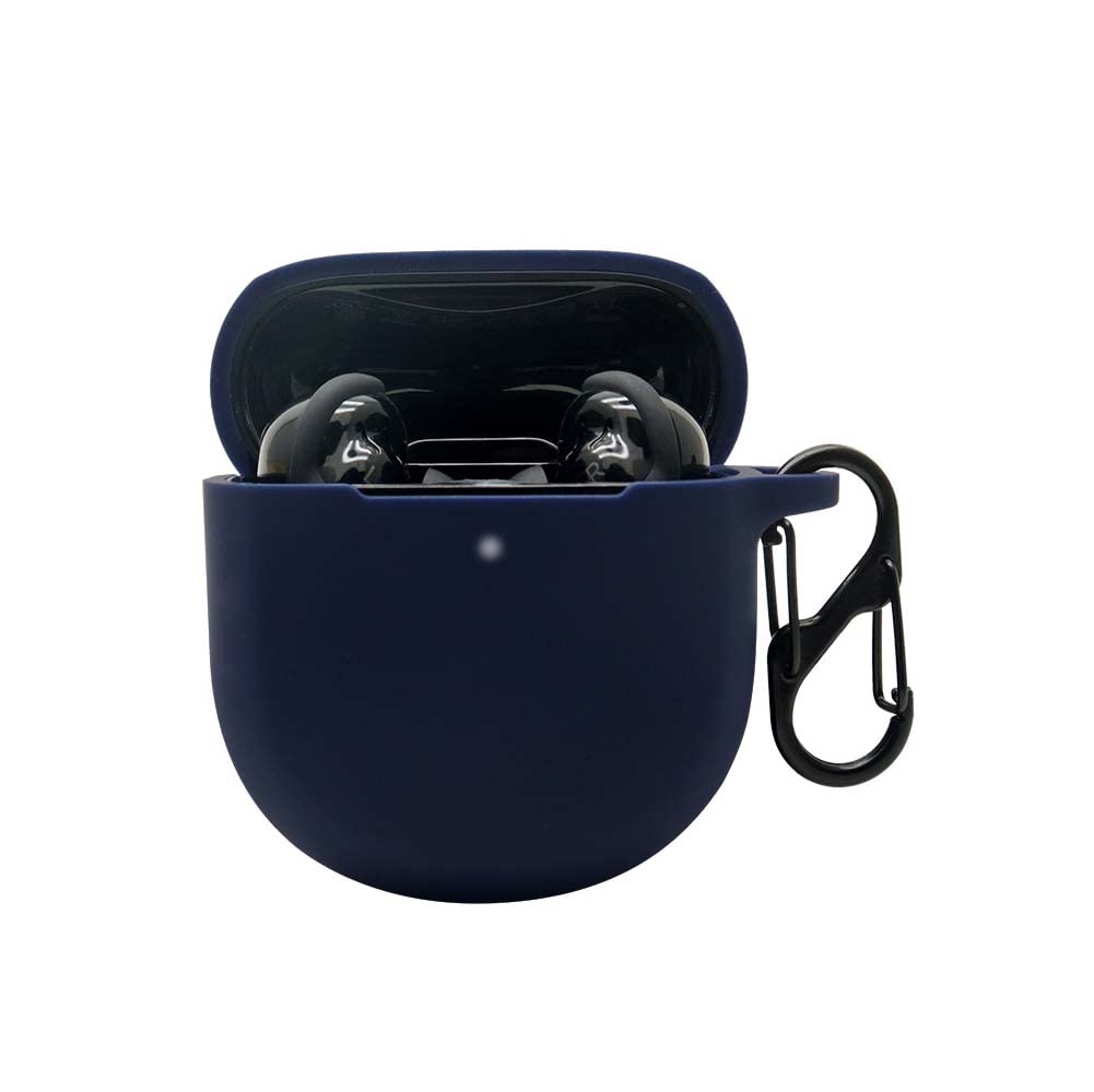 QINOUK Case for Bose QuietComfort Earbuds II, [Shockproof] Premium Soft Silicone Full-Body Protection Case with Carabiner, for Bose QuietComfort Earbuds II [Anti-fingerprint]-Blue