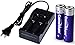 Canwelum Protected 3.7V 18650 Li-ion Battery and Charger, 3mm Longer than Top Flat Ones - Applicable for High-power LED Flashlight, Headlamp (2 x Batteries and 1 x Charger)