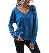 Zeagoo Women's Deep V Neck Long Sleeve Unique Cross-Front Wrap Sexy Slim Fit Fashion Tops