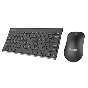 Arteck 2.4G Wireless Keyboard and Mouse Combo QWERTY UK Layout Compact Stainless Full Size Keyboard and Ergonomic Mouse…