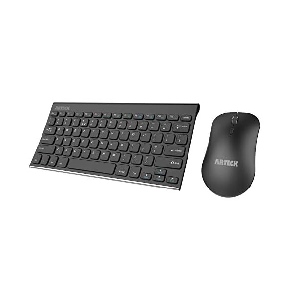 Arteck 2.4G Wireless Keyboard and Mouse Combo QWERTY UK Layout Compact Stainless Full Size Keyboard and Ergonomic Mouse…
