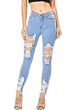 Vibrant Women's Juniors High Rise Jeans w Heavy Distressing