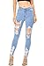 Vibrant Women's Juniors High Rise Jeans w Heavy Distressing