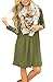 AUSELILY Women Long Sleeve Dress Empire Waist Knee Length Casual Loose Round Neck Fall Dresses with Pockets (XL, Army Green)