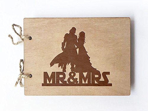 Wedding Guest book (wood) - notebook - Darth Vader and Bride