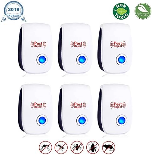 [2019 Upgrated] Ultrasonic Pest Repeller 6 Pack, Pest Control Ultrasonic Repellent, Electronic Insects & Rodents Repellent for Mosquito, Mouse, Cockroaches,Rats,Bug, Spider, Ant