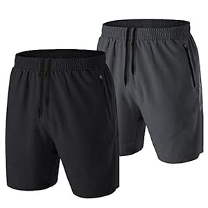 Sportshorts voor heren, korte broek, sneldrogend, sportbroek, licht met ritsvak, zwart/donkergrijs, XL