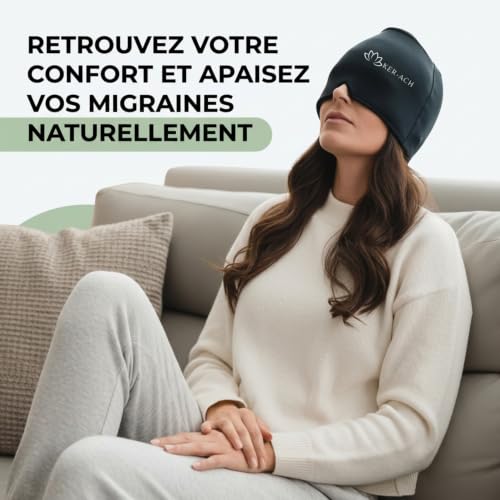 KER-ACH Cold and Hot Migraine Mask | Reusable 360° Gel Cap | Migraines, Headaches, Headaches, Sinus, Stress | Compression Eye Mask | Men and Women | eBook Free