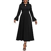 knowfashionstyle Long Sleeve Dress for Women 2025 Formal Wedding Guest Dress Elegant Maxi Dresses Flowy Fall Cocktail Dresses