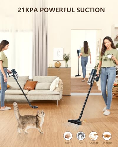 SINCHER Corded Stick Vacuum Cleaner, 21KPa Lightweight Vacuum with Powerful Suction, 6-in-1 Handheld Vacuum with HEPA Filter for Hard Floors, Pet Hair, Carpet, Tile, Home Cleaning Solution