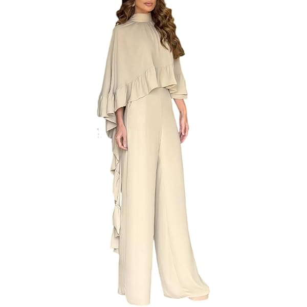 ENGWO Women's Semi Sheer Chiffon Ruffle Dress with Outer Cape, Poncho  Sleeve Flowy Mini Dress, Loose Fit Elegant Summer Dress (Apricot,Small) at  Amazon Women's Clothing store