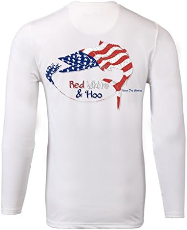 Island Dog Clothing Co Mens Red White &amp; Hoo Patriotic Wahoo Big &amp; Tall Long Sleeve Shirt (2X)