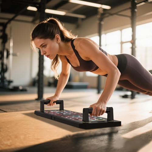 Push Up Rack Board 15 in 1 pieghevole multifunzione Home Training Fitness Equipment, Portable Push-Up Training Frame, Adjustable Push-Up Board, manico rotondo