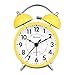Classical Retro Twin Bell Alarm Clocks Mute Silent Quartz Movement Non Ticking Sweep Second Hand Bedside Desk Analog Morning Wake Up Alarm Clock with Nightlight Backlight and Loud Alarm HA01 Yellow