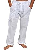 Cotton Natural Cargo Pants Summer Beach Elastic Waistband Comfortable Pants