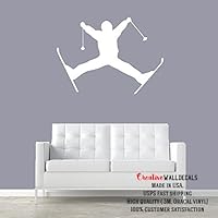 CreativeWallDecals Wall Decal Vinyl Sticker Decals Art Decor Design Snow Skiing Ski Sport Mans Gift Extrime Jumping Bedroom Modern Fashion Style (r360)