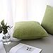 Kevin Textile Decor Velvet Solid Striped Cushion Cover Sham Handmand Decor Pillow Cover Soft Square Throw Fall Pillow Case for Chair, 18x18 inch (45cm),Set of 2,Greenery