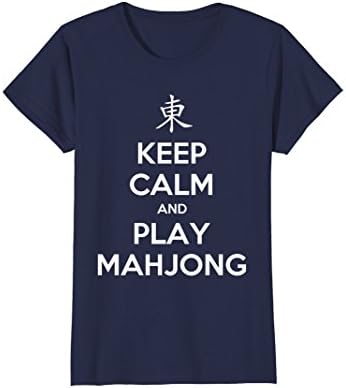 Womens Keep Calm And Play Mahjong T-Shirt Medium Navy