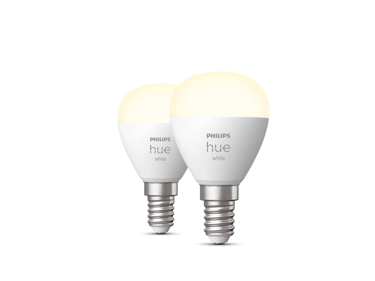 Philips Hue New White Smart Light Bulb Luster 2 Pack [E14 Small Edison Screw] with Bluetooth. Works with Alexa, Google Assistant and Apple Homekit