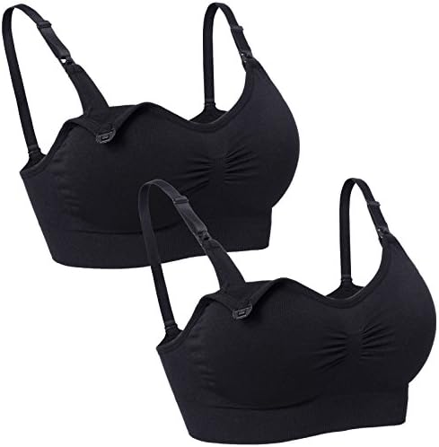 Sayceli Womens Seamless Nursing Bras Wirefree Maternity Bralette For Breastfeeding Pack of 2 Color 2Pack(Black) Size XL