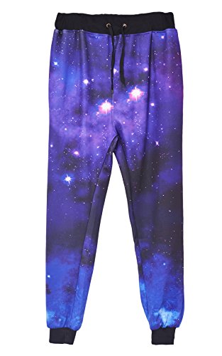 Westkun Men's Galaxy Gym Sport Joggers Sweatpants/Shirts,Universe,Medium