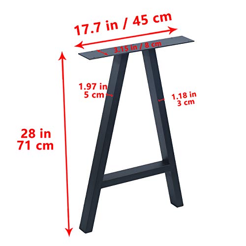 Weven Metal Furniture Legs 28"Height 17.5"Wide,Industrial Rustic Decory A Shape Table Legs,Heavy Duty Metal Desk Legs,Dining Table Legs,Industrial Modern, DIY Bench Legs,Black(2 Pcs)