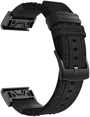 26mm Nylon Watch Band, Dkings Watch Strap for Garmin Fenix 3/3 HR/5X/5X Plus/D2/Descent Mk1, Quick Release, Stainless Steel Buckle, Easy Install, Adjustable Wrist Band Strap (Black)