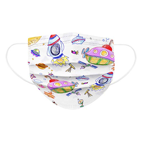 WYILIY 50PC Kids Disposable Face Masque Bandanas Kawaii Covering Cotton Face_Masque for Children Three-Layer Protective Coverings