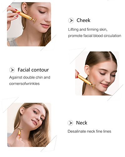 YSBER 24K Golden Face Massager & Beauty Care Vibration Facial Electric Massager for Lifting Skin Tightening Anti-wrinkle Bar Face Skincare (C)