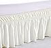 MEILA Wrap Around Bed Skirt Three Fabric Sides Elastic Dust Ruffled 16 Inch Tailored Drop,Easy to Install Fade Resistant-Ivory, Queen/King