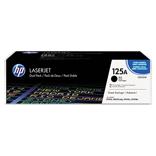 HP 125A CB540AD LaserJet Toner Cartridges, Black, 2-Pack