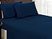 2800 Series Egyptian Comfort Soft Microfiber Embroidery 4 Piece Bed Sheet Set Queen Navy Blue