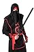 Black Red Ninja Costume Set - Halloween Mens Dragon Assassin Warrior, Large