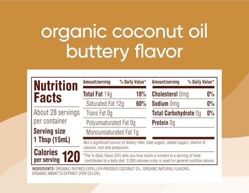 NUTIVA ORGANIC COCONUT OIL, BUTTERY FLAVOR, 14 OUNCE