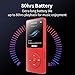 Mp3 Player,RUIZU X02 Ultra Slim Music Player,Long Battery Life Mp3 with FM Radio, Voice Recorder, Video Play, Text Reading, 80 Hours Playback and Expandable Up to 128 GB (Red)