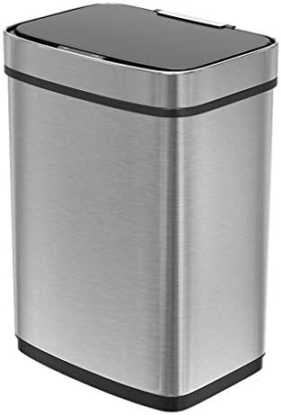 Zmsdt Kitchen Trash Can Silver 55L Stainless Steel Automatic Sensor Non-contact Trash Can
