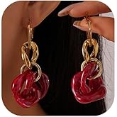 MOEEIJEW Chunky Gold Acrylic Earrings for Women Long Acrylic Hoop Dangle Statement Earrings Punk Vintage Jewelry