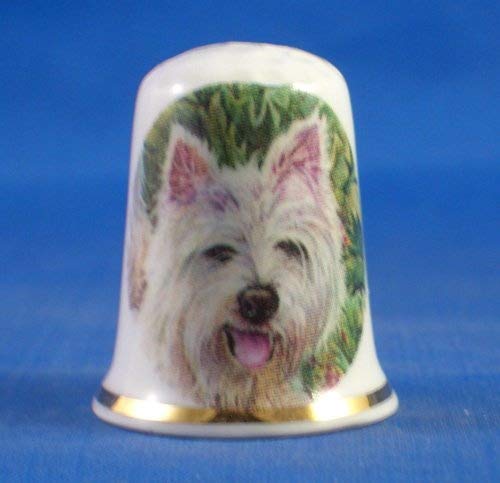 Porcelain China Collectable Thimble -- West Highland Terrier Dog