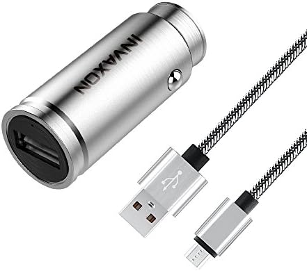 Invaxon 18W Cell phone Car Charger with Fast USB charging Cable Qualcomm Quick Charge 3.0 For Galaxy S7/S6/Edge/Plus,Note 5/4,HTC,LG and Nexus, Bullet Design Stainless steel material