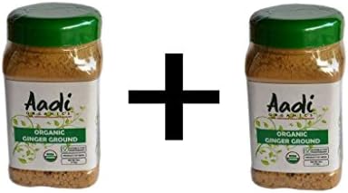 Aadi Organics 2-PACK - USDA Certified Organic Indian Ginger Powder - 12oz / 340g Wide Mouthed Bottle - Cooking, Kitchen Use, Flavoring Herbs and Spices - Stays Fresh