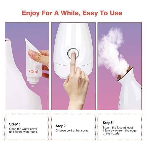 Spa Face Steamer Hot and Cold Dual Mode Nano Ionic Steamer for Facial Home Sauna Spa,CXhome Facial Steamer for Sinuses Deep Cleaning Pores Acne Blackheads - Thumbnail 4