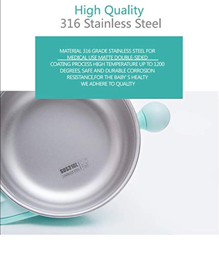 BPA Free Baby Feeding Set, Feeding Bowl with Lid, Salad Bowl, Milk Cup,Spoon and Fork for 6m+ Toddlers,316 Stainless Steel,Gift Set Tableware Set by Glisoo(Mint Green) - Thumbnail 3