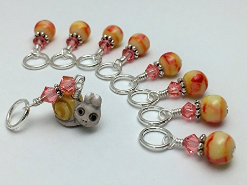 image for Jill's Beaded Knit Bits Cute Snail Stitch Marker Charm Set- Knitting J