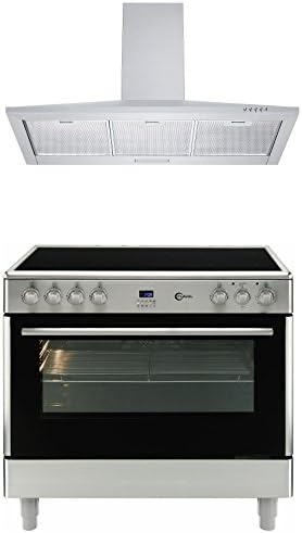 Flavel FL95CRX 90cm Electric Range Cooker & Cookology Stainless Steel Cooker Hood Package