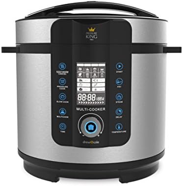 PRESSURE KING Pro Digital Pressure & Multi-Cooker -Chrome 20-in-1 digital cooker for easy meals -Five ways to cook with 14 pre-set functions -Cook from frozen -20 programs (Pizza, cakes, and more)