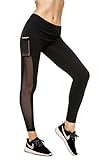 RUNNING GIRL Sheer Mesh Leggings Workout Leggings for women Fitness Tights Non see through Side Pockets